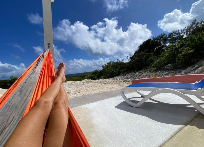 Relaxing in hammock